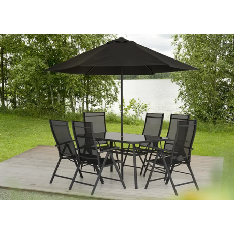 4Living - Oxford Dining Group 8 delar Svart 4Living - Oxford Dining Group 8 delar Svart