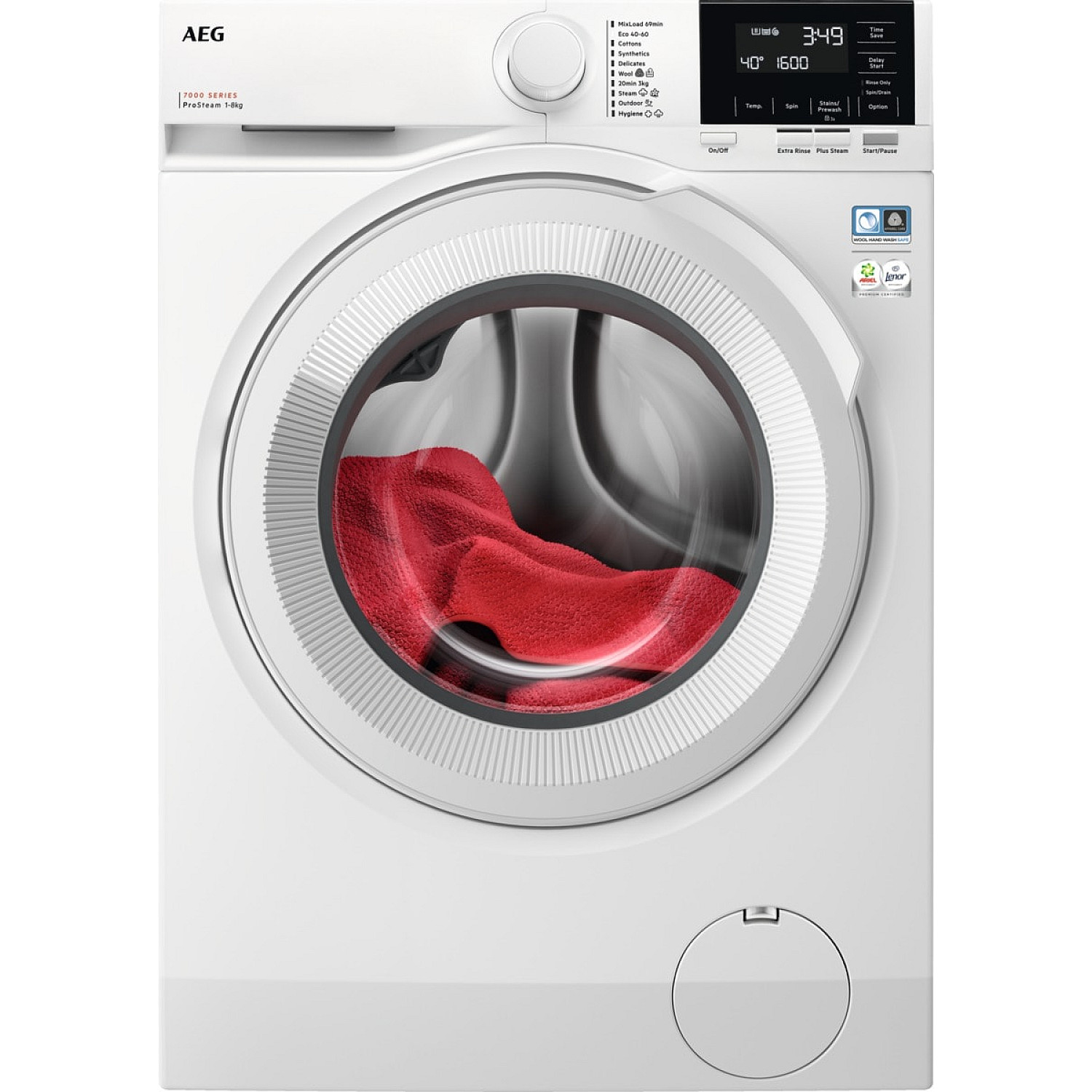 Aeg frontmatad tvättmaskin lr722g86a 8 kg ånga