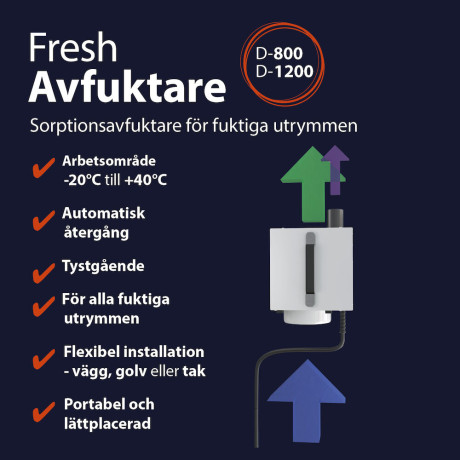 Arctus - Fresh D-800 Sorptionsavfuktare Arctus - Fresh D-800 Sorptionsavfuktare