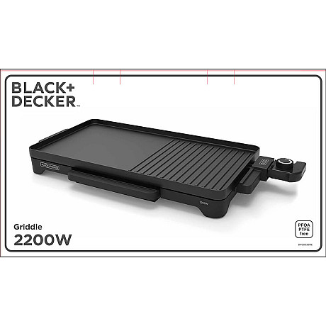 Black+Decker - ES9680080B Bordsgrill Platt 2200W, Svart