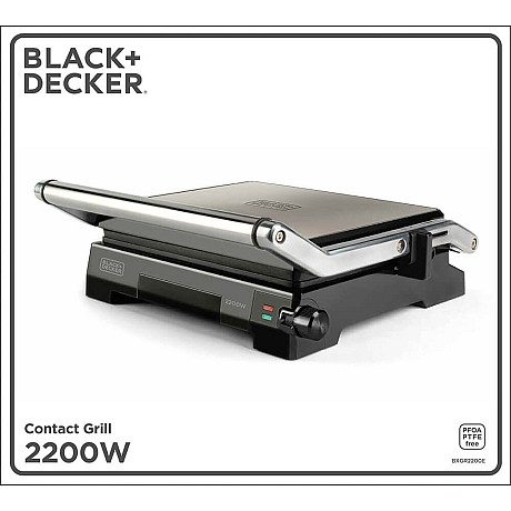 Black+Decker - ES9680090B Bordsgrill 2200W, Borstat stål