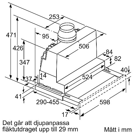 Bosch - DFS067A51 Utdragbar fläkt 60 cm Silver metallic