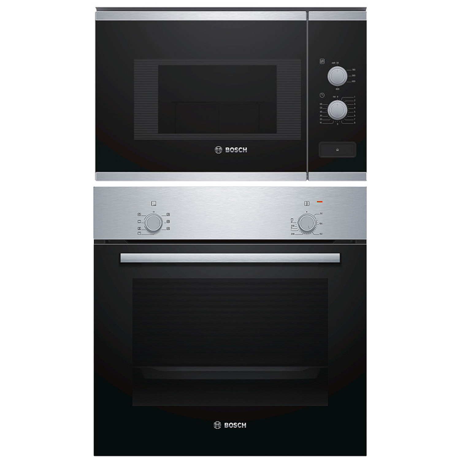 Bosch paket ugn och mikro hbf010br1s + bfl520ms0 - rostfri, ugn varmluft, mikro 800 w