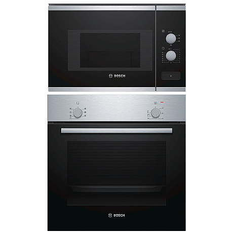 Bosch - HBF010BR1S + BFL520MS0 - Rostfri, ugn varmluft, mikro 800 W