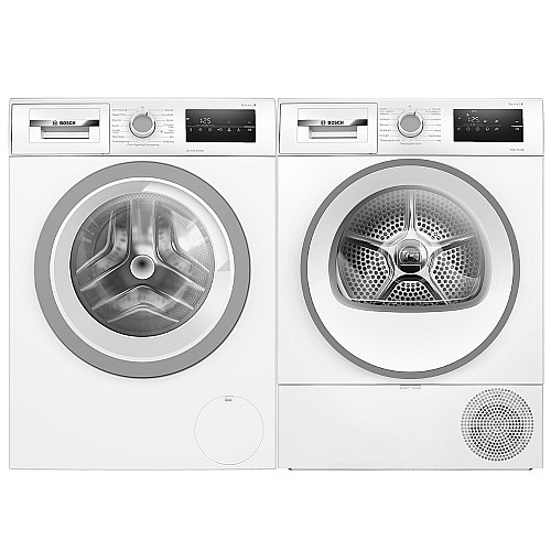 Bosch paket tvättmaskin och torktumlare wan2821ssn-wth85v0ssn - serie 4