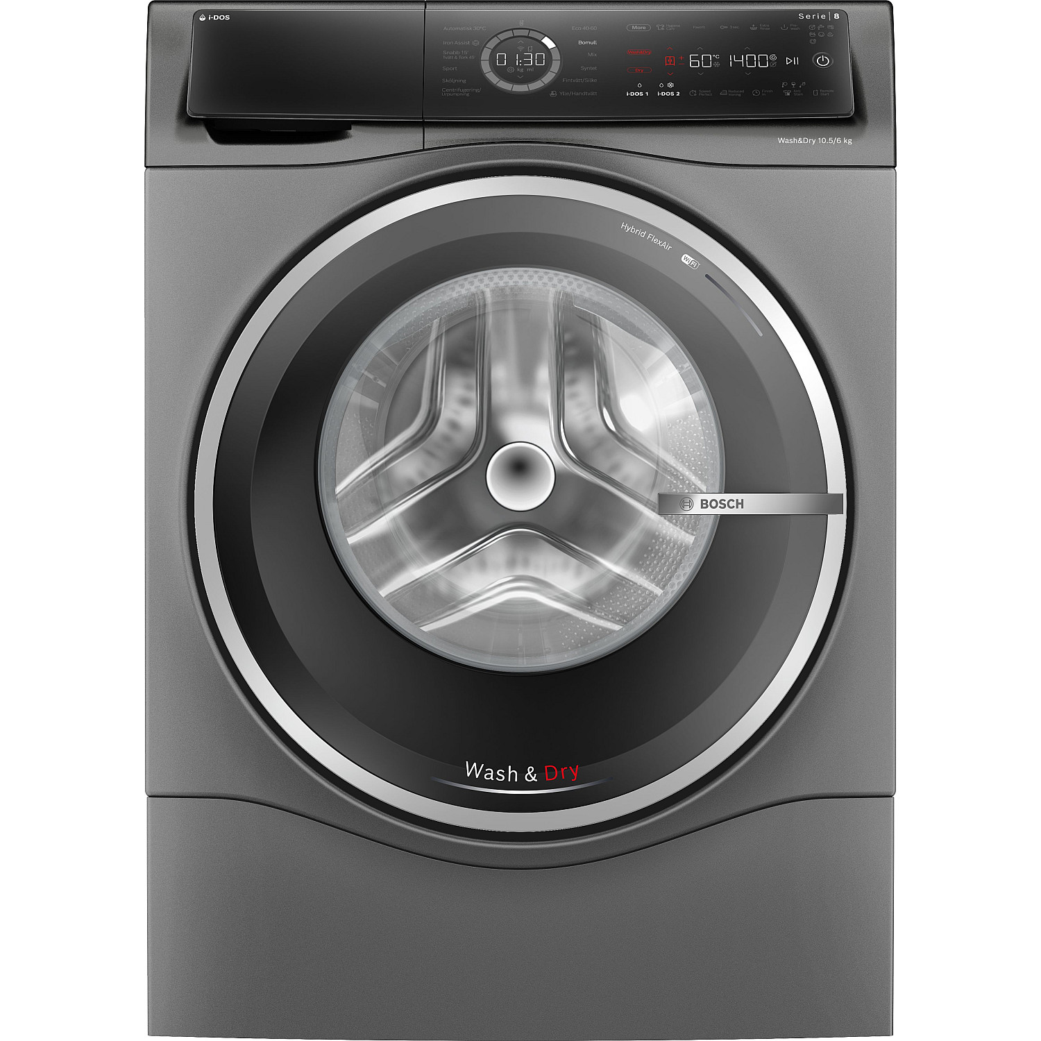 Bosch kombi tvätt/tork wnc254arsn - serie 8, idos, 10.5/6 kg, 1400 v/min
