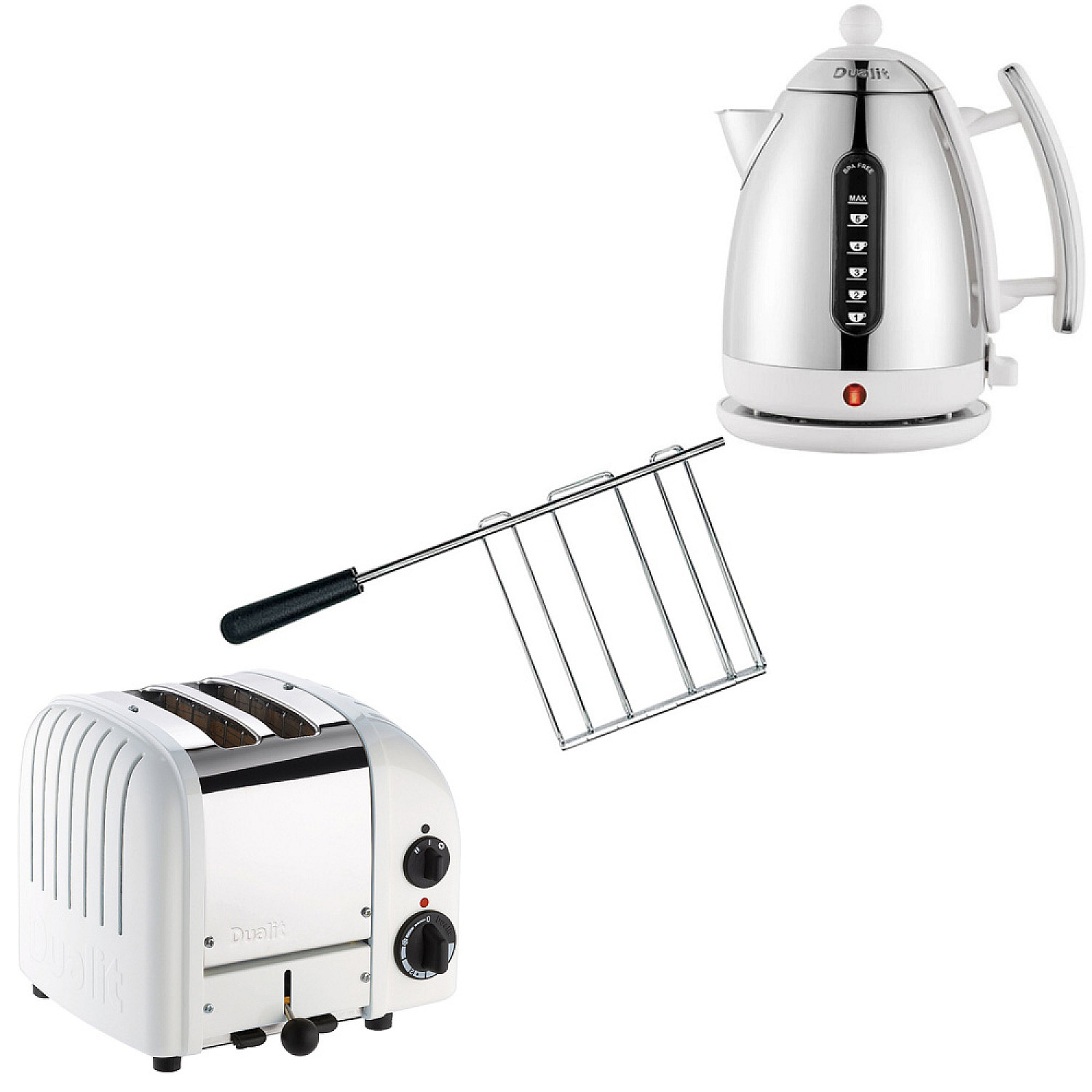 Dualit paket classic vit - br&ouml;drost  + vattenkokare + toastgaller