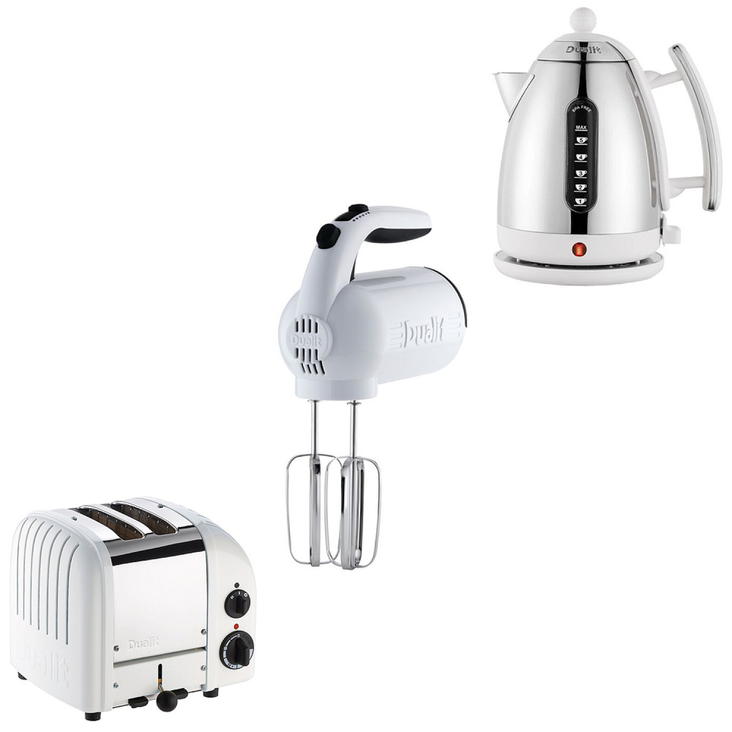 Dualit paket classic vit - br&ouml;drost, + vattenkokare + elvisp