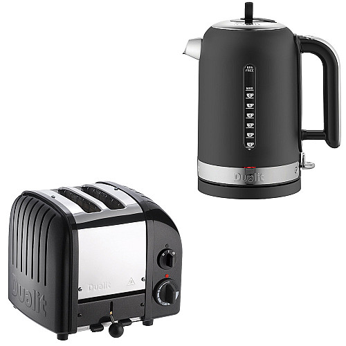 Dualit paket classic svart - brödrost 2 skivor + vattenkokare 1,7 l