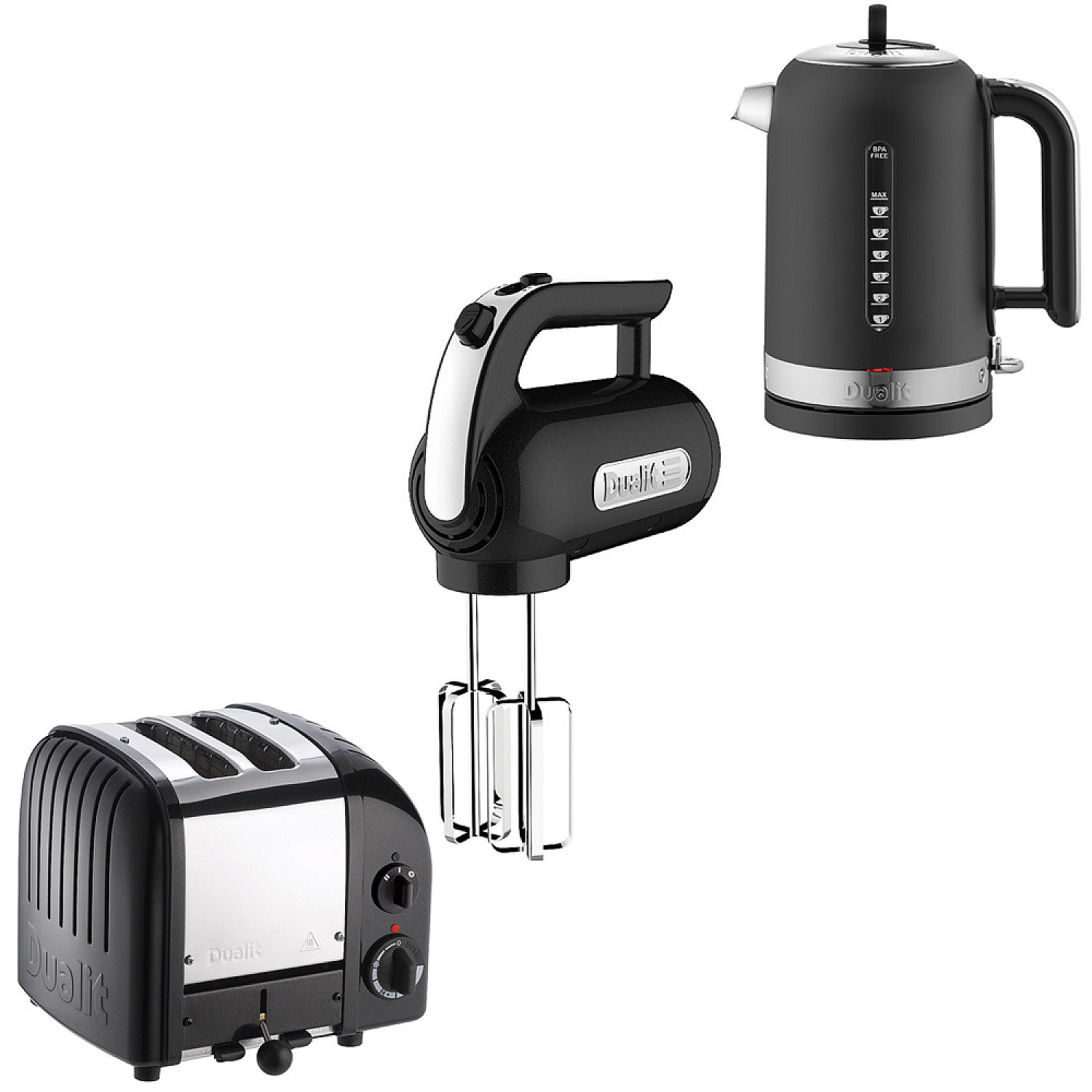 Dualit paket classic svart - br&ouml;drost, + vattenkokare + elvisp