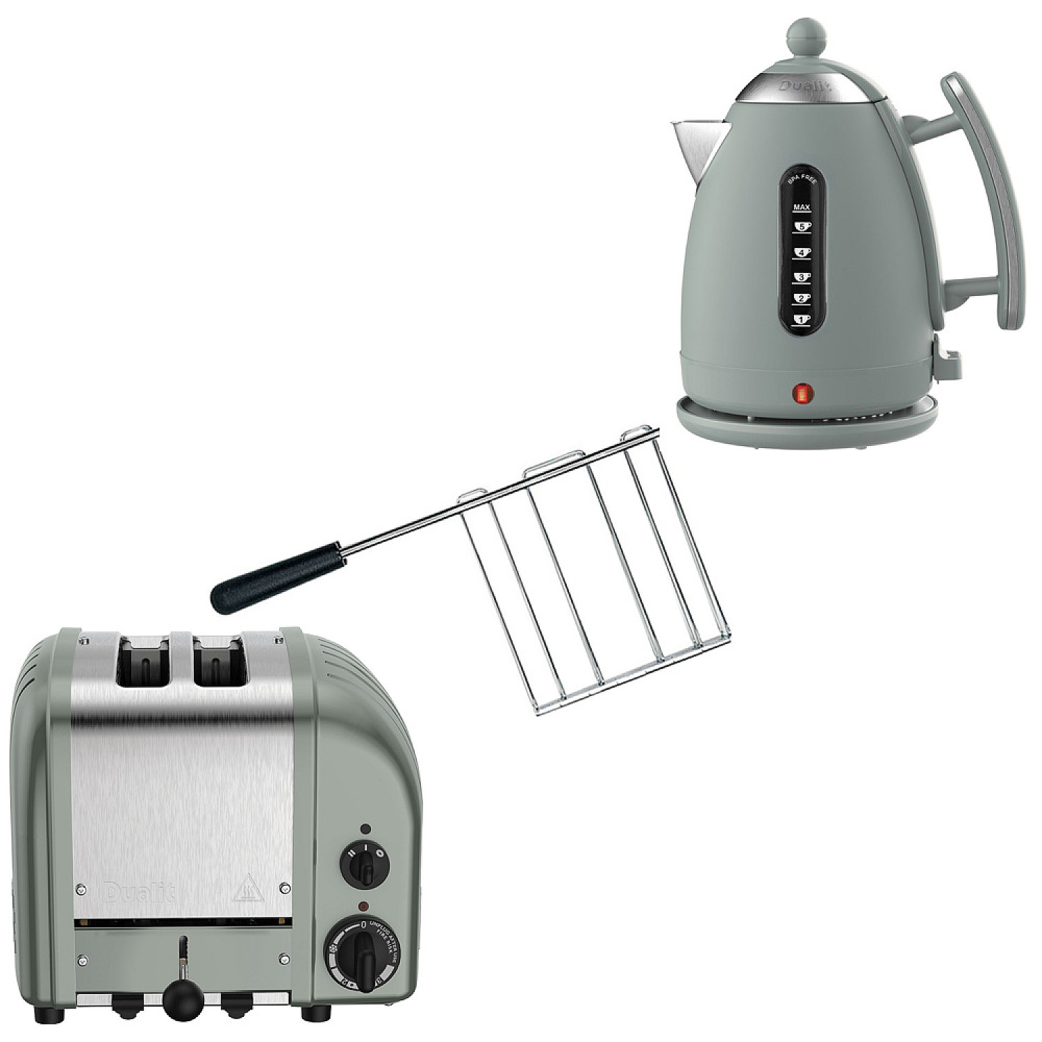 Dualit paket classic gr&ouml;n - br&ouml;drost  + vattenkokare + toastgaller
