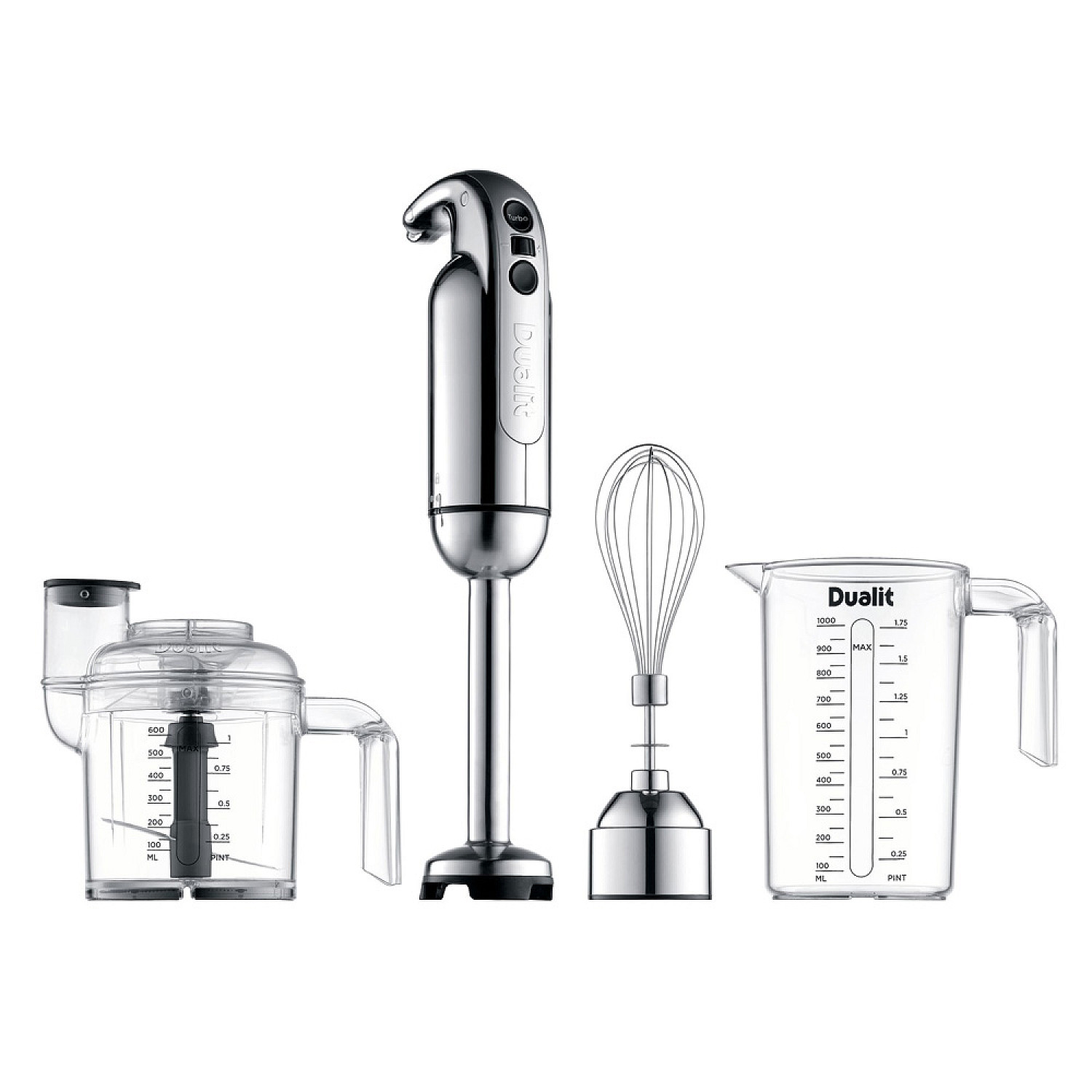 Dualit mixer rostfri - 700w med ergonomisk design & vacuumskydd