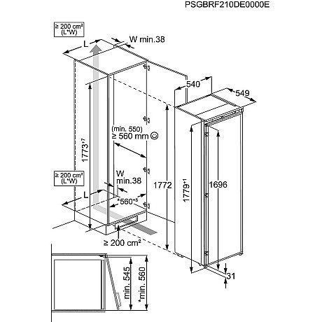 Electrolux - ERD6DE18S1 - EUN7NE18S integrerat paket, NoFrost & sliding door