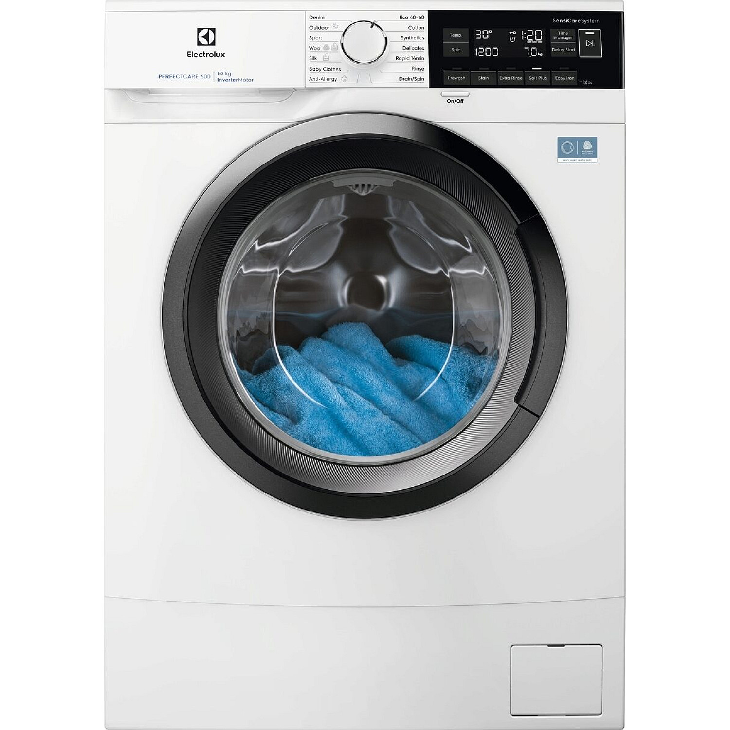 Electrolux frontmatad tv&auml;ttmaskin ew6s674w45 - vit, &ouml;versv&auml;mningsskydd & eco invertermotor