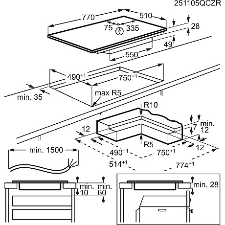 Electrolux - HOB860BSC - Induktionshäll SenseBoil SaphirMatt 77 cm