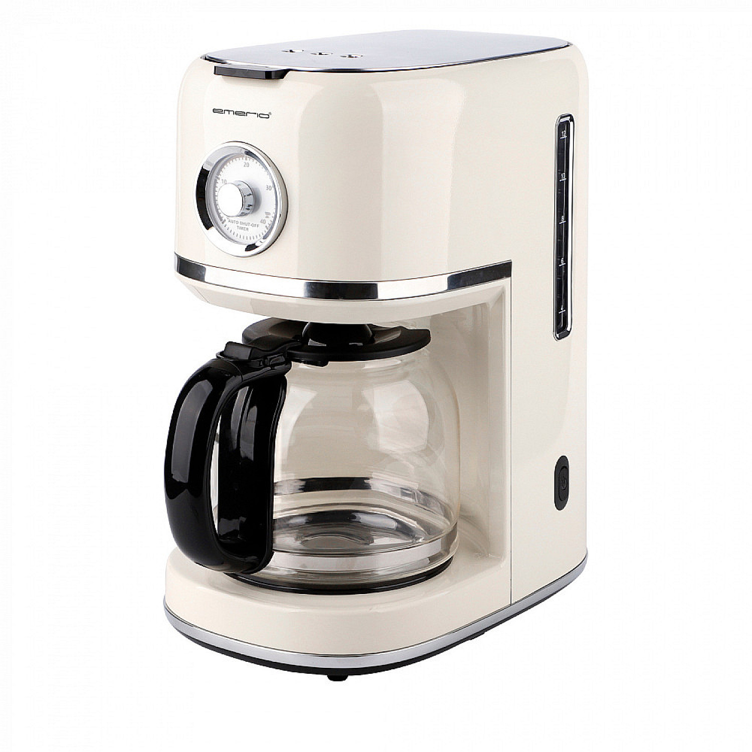 Emerio kaffebryggare creme retro, glaskanna & antidropp