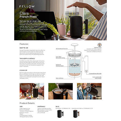 Fellow - FEL854 French Press Clara Valnötshandtag