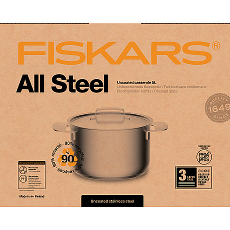 Fiskars - 1064752 - Rostfri, 3-lagersbotten med 5 L