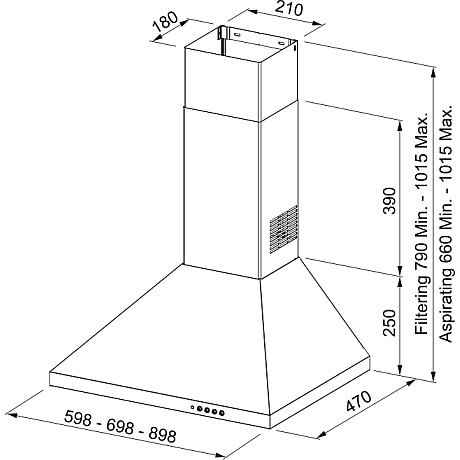 Franke - Spisfläkt Strip 60 cm vägghängd, Rostfri