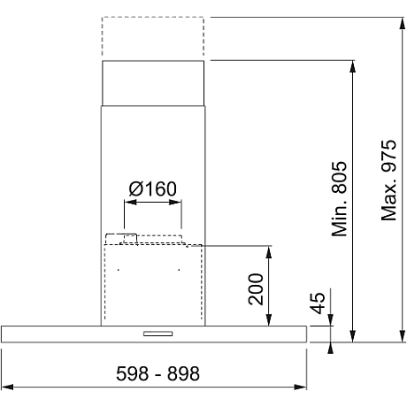 Franke - Spisfläkt Alliance T45 784-16 90cm, Rostfri