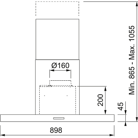 Franke - Spisfläkt T45 790-12 HE 90 cm , Mattsvart