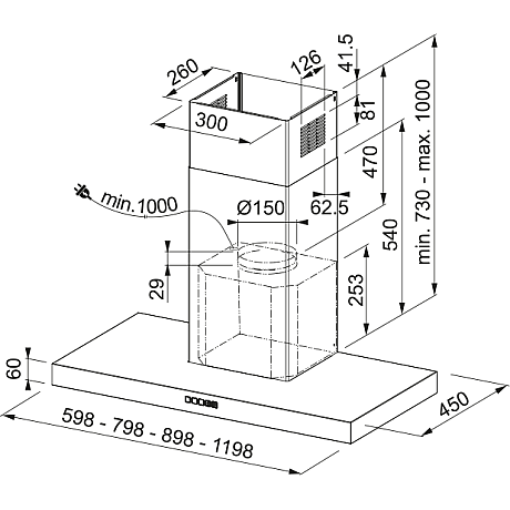 Franke - Spisfläkt Tale vägghängd 90cm, Svart