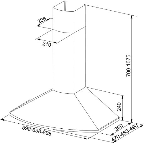 Franke - Spisfläkt Tender 725 HE vägghängd 70cm, Rostfri