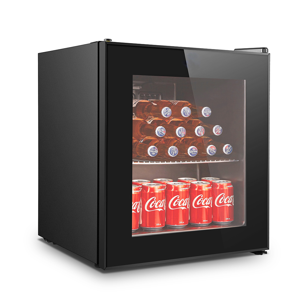 Frigelux - D46NV - Fristående minikyl med glasdörr, 46 liter, LED-belysning, 42 dB, svart