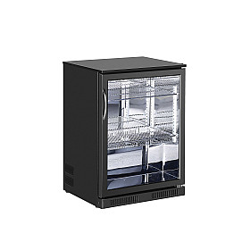 Frigelux - AB128MIR - Barkyl för underbänk med glasdörr, 128 liter, 84 cm, LED-belysning, låsbar, svart