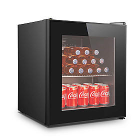 Frigelux - D46NV - Fristående minikyl med glasdörr, 46 liter, LED-belysning, 42 dB, svart