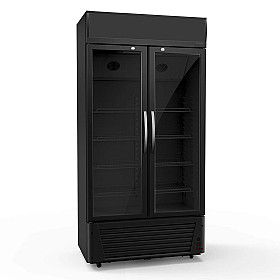 Frigelux - MAXIMA65N - Displaykyl med dubbla glasdörrar, 565 liter, LED-belysning, hjul, låsbar, svart