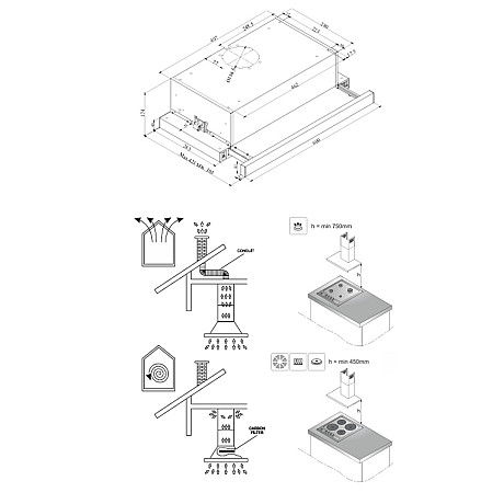 Gram - EFU 603-90 Utdragbar Fläkt Vit LED