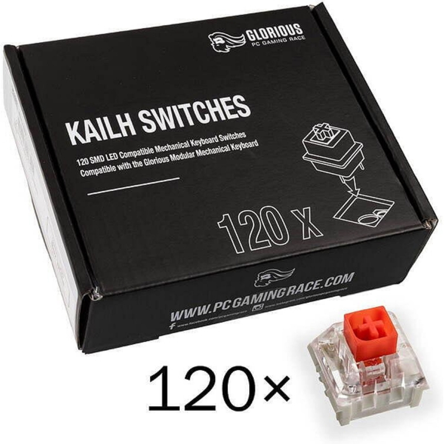 Glorious tangentbord kailh kai-red box red switchar 120 kpl