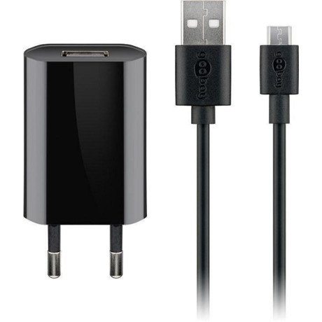 Goobay - Micro-USB 5 W Laddare + Kabel,1 m, Svart