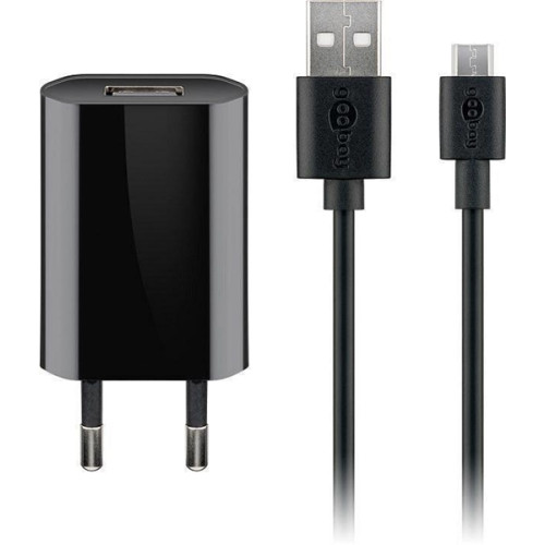 Goobay - Micro-USB 5 W Laddare + Kabel.1 m. Svart