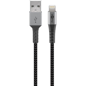 Goobay - Textile Lightning - USB-kabel, 2,0 m, Space Gray