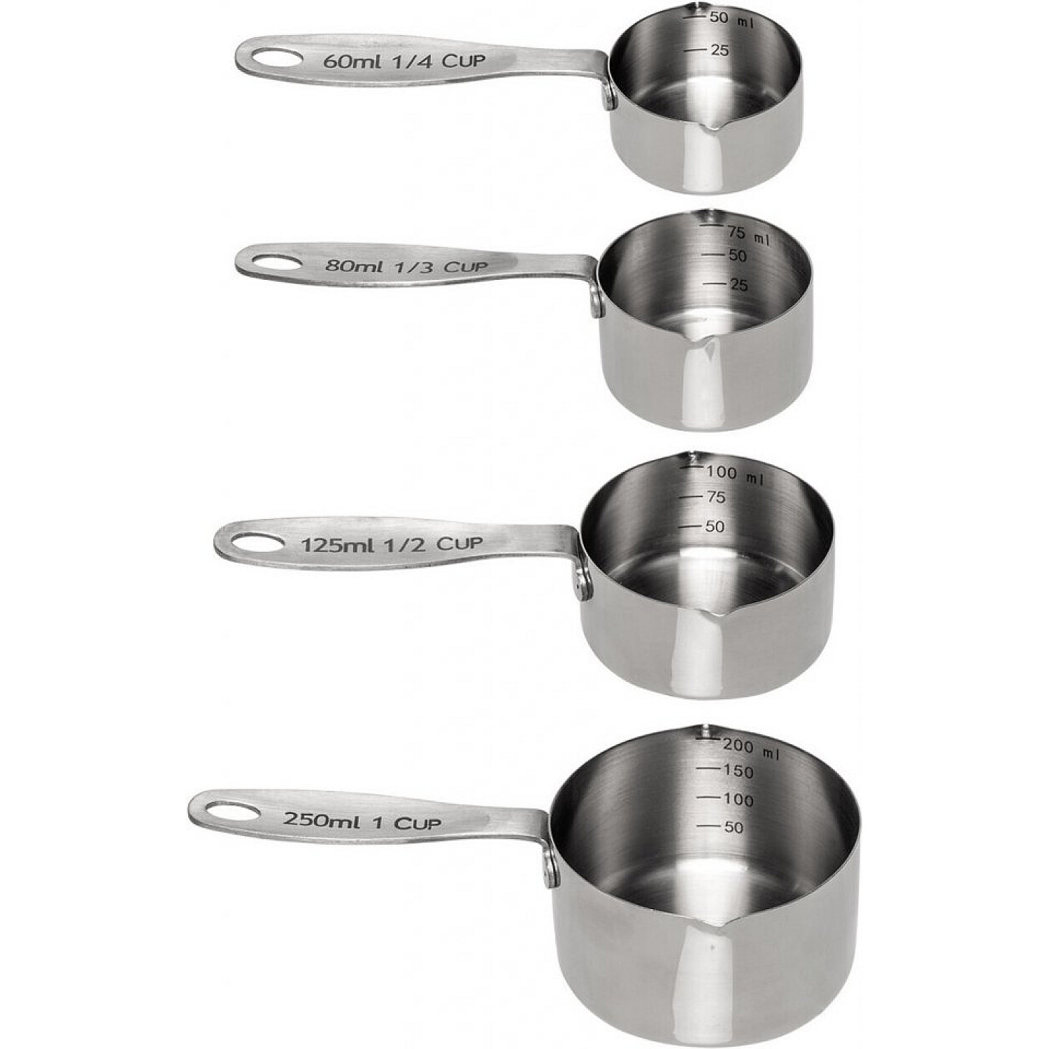 Heirol k&ouml;ksredskap 89519 m&aring;ttb&auml;gare 4 st st&aring;l 60ml 80ml 125ml 250ml