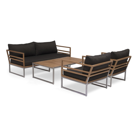 Hillerstorp - Kaxheden 3-Sits Soffa Aluminium/Teak Inkl Mörkgrå Dyna Olefin Hillerstorp - Kaxheden 3-Sits Soffa Aluminium/Teak Inkl Mörkgrå Dyna Olefin