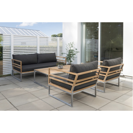 Hillerstorp - Kaxheden 3-Sits Soffa Aluminium/Teak Inkl Mörkgrå Dyna Olefin Hillerstorp - Kaxheden 3-Sits Soffa Aluminium/Teak Inkl Mörkgrå Dyna Olefin
