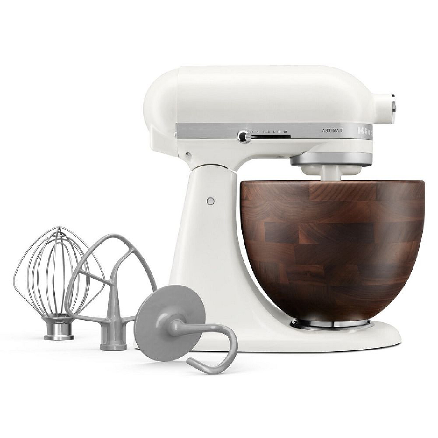Kitchenaid köksassistent 5ksm156wbepl - artisan 4,7 l med valnötsskål, porslinsvit