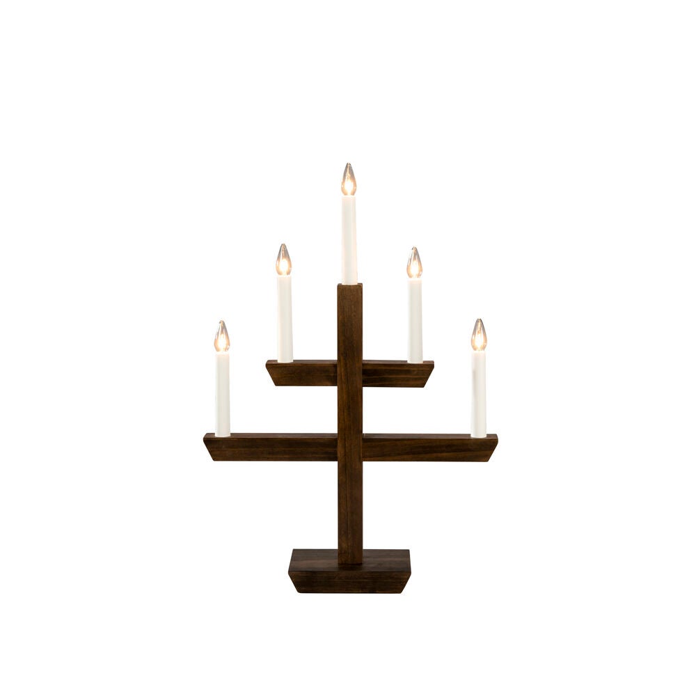 Konstsmide - Träljusstake 5L, brunbetsadad