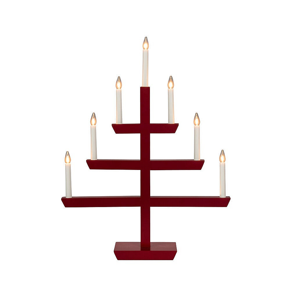 Konstsmide - Träljusstake 7 lampor, röd