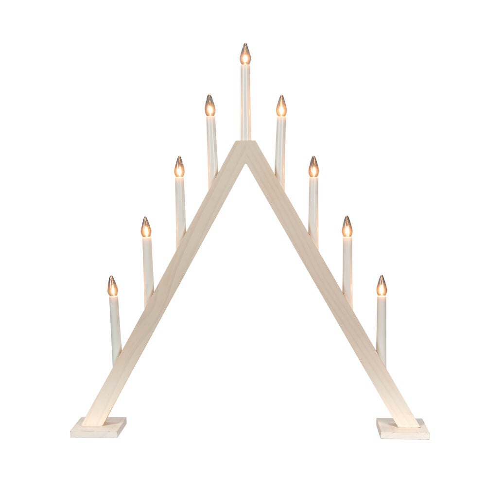 Konstsmide - Träljusstake 9 lampor, vit