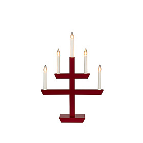 Konstsmide - Träljusstake 5 lampor, röd