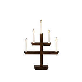Konstsmide - Träljusstake 5L, brunbetsadad