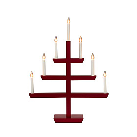 Konstsmide - Träljusstake 7 lampor, röd