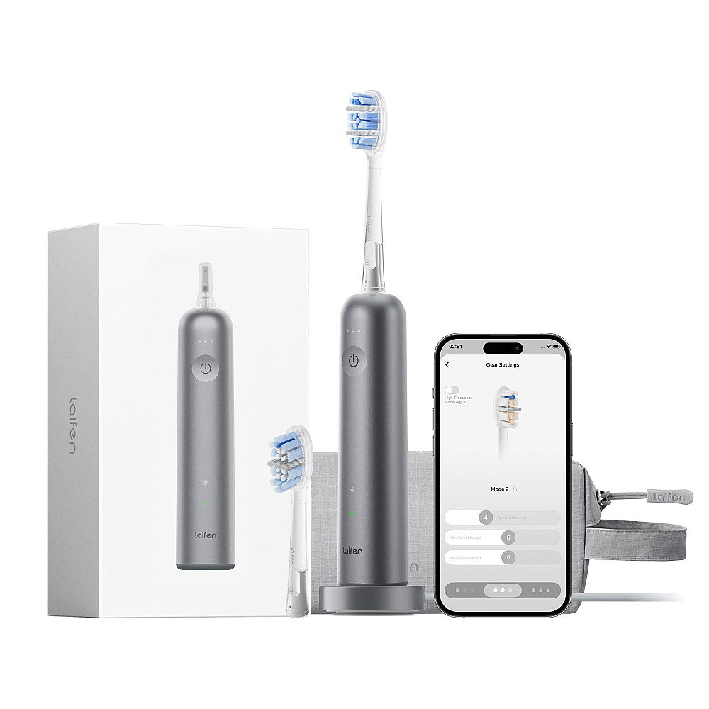 Laifen - Wave presentset med resefodral, sonisk med oscillation, Grå