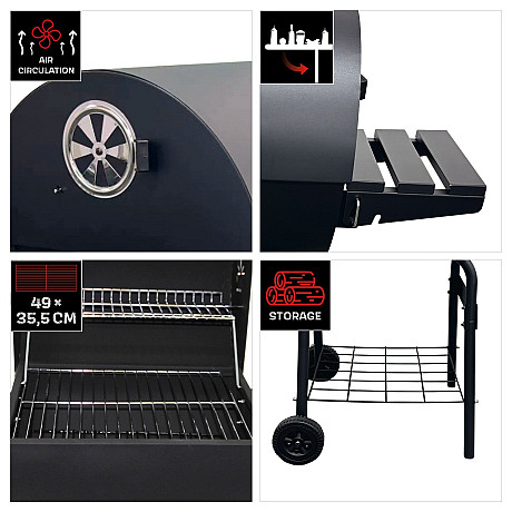 Landmann - Charcoal Barrel 550 - Kompakt kolgrillstunna med sidobord