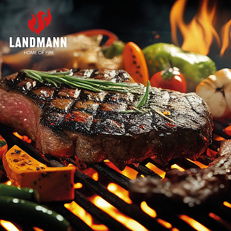 Landmann - Charcoal Barrel 550 - Kompakt kolgrillstunna med sidobord