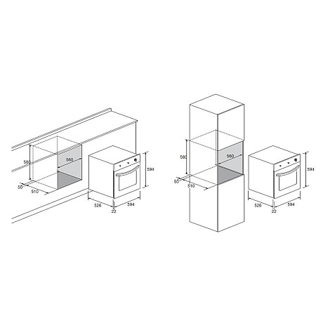 Lofra -  Inbyggnadsugn Dolce Vita 60 cm, Rostfri/Brons